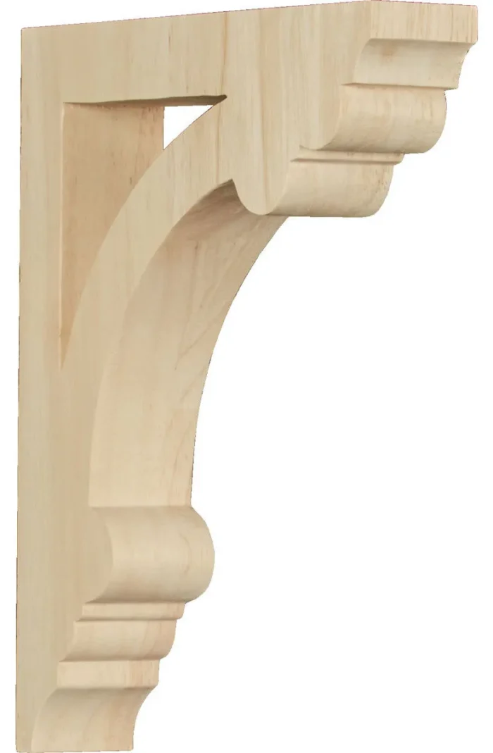 1 1/2"W x 7 1/2"D x 9"H Small Ellis Wood Corbel, Rubberwood - Image 1