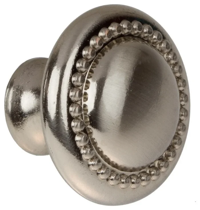 1-1/4" Round Beaded Cabinet Knob, Set of 10, Satin Nickel - Image 1