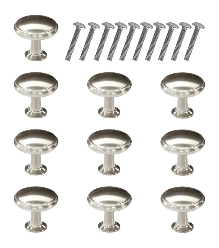 1-1/6 in. Round Satin Nickel, Cabinet Drawer Knob - Pack of 10 - Image 1