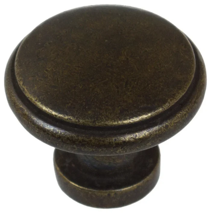 1-1/8" Round Ring Cabinet Knob, Set of 10, Antique Brass - Image 1