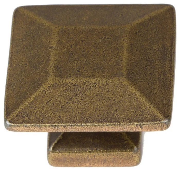 1-3/8" Square Knob, Set of 7, Antique Brass - Image 1