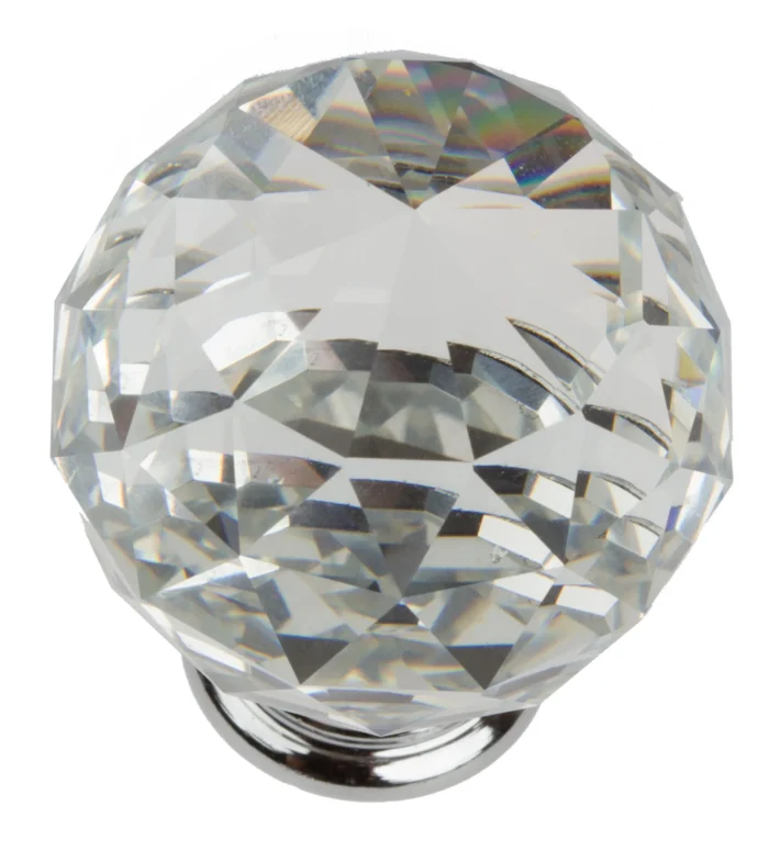 1-5/8" Clear K9 Crystal Knobs, Set of 20, Polished Chrome Base - Image 1