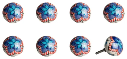 1.5" X 1.5" X 1.5" Ceramic Metal Multicolor 8 Pack Knob