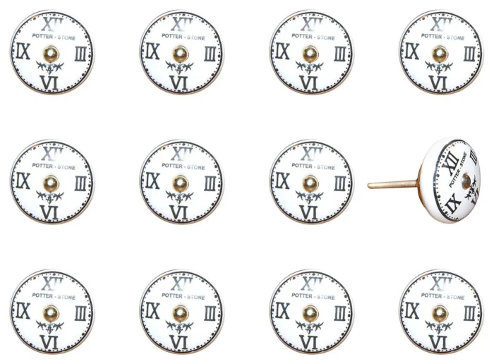 1.5" X 1.5" X 1.5" White Black And Gold  Knobs 12 Pack - Image 1