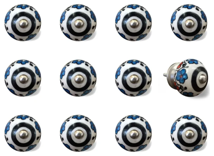 1.5" X 1.5" X 1.5" White Black And Navy  Knobs 12 Pack - Image 1