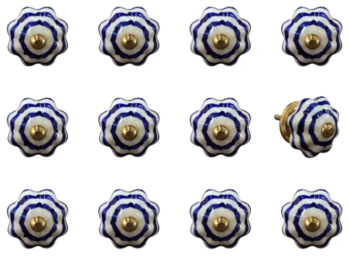1.5" X 1.5" X 1.5" White Blue And Copper  Knobs 12 Pack - Image 1