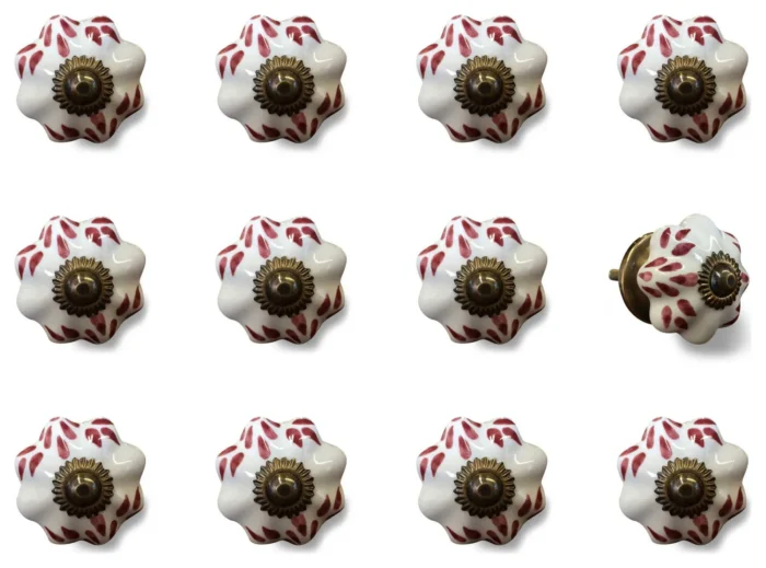 1.5" X 1.5" X 1.5" White Burgundy And Copper Knobs 12 Pack - Image 1