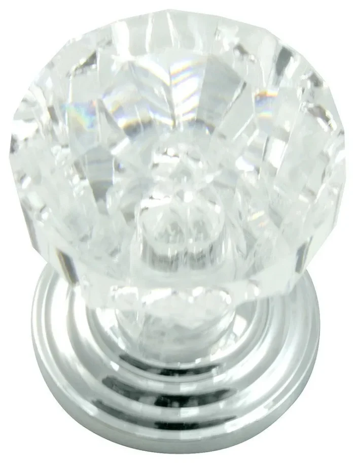 1" Acrystal Knob - Acrylic w/ Polished Chrome Base - Image 1