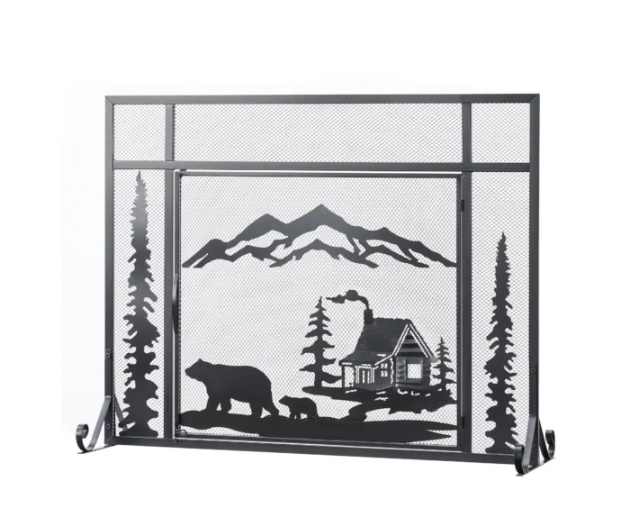 1 Panel Iron Fireplace Screen - Image 1