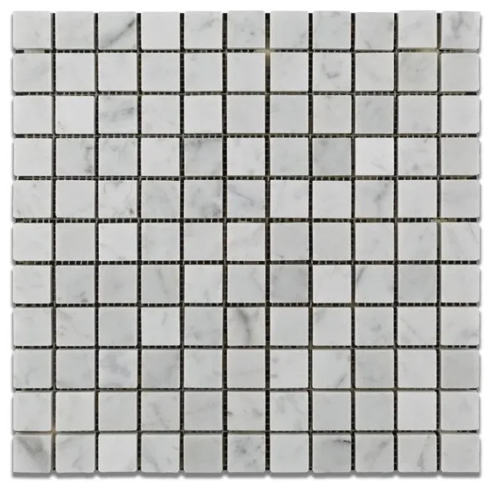 1 X 1 Carrara White Marble Polished Mosaic Tile - Image 1