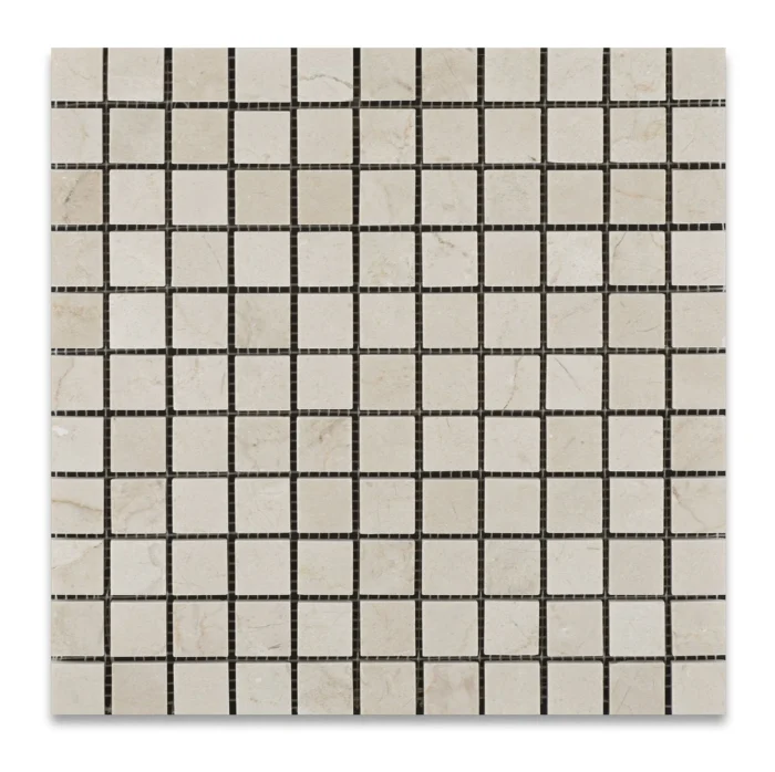 1 X 1 Crema Marfil Marble Polished Mosaic Tile - Image 1