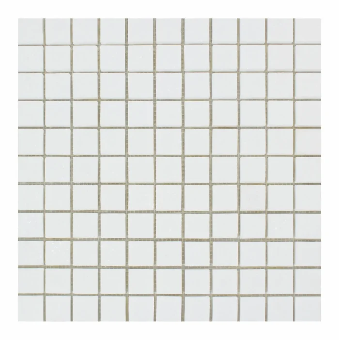 1 X 1 Thassos White Marble Polished Mosaic Tile - Image 1