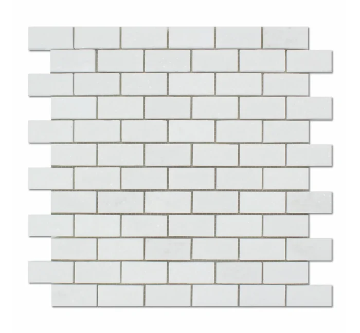 1 X 2 Thassos White Marble Honed Brick Mosaic Tile - Image 1