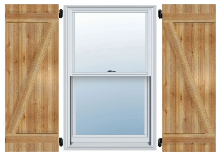 10 3/4"Wx18"H, Two 5 3/8" Board, Z-Bar Rough Cedar Joined BnB Shutter, Pair - Image 1
