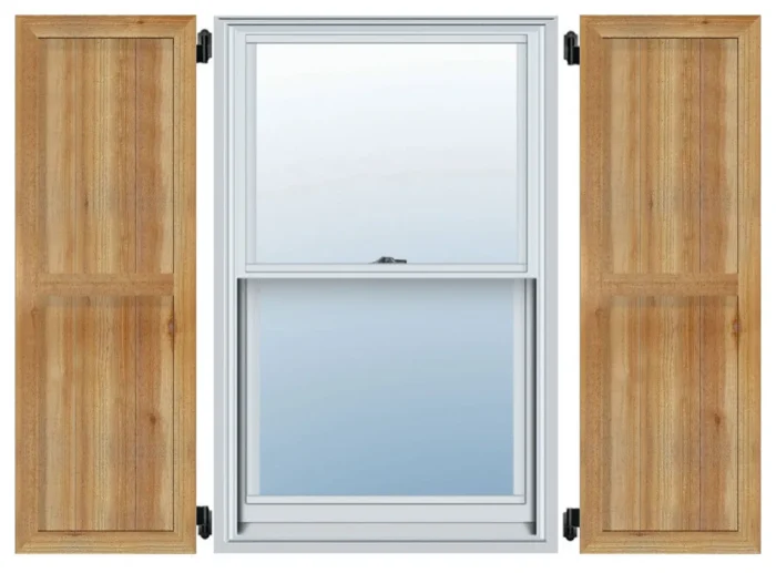 10 3/4"Wx28"H, Two 5 3/8" Boards, Rough Cedar Framed BnB Shutters, Pair - Image 1