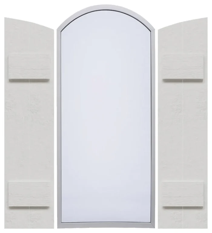 10 3/4 x 38 Rustic 2 Board Joined Board & Batten Faux Wood Shutters, Per Pair - Image 1