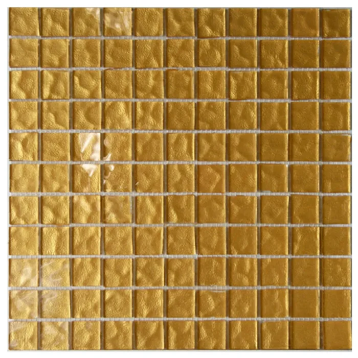 11.5x11.5 Textured Glass Tile, Gold - Image 1