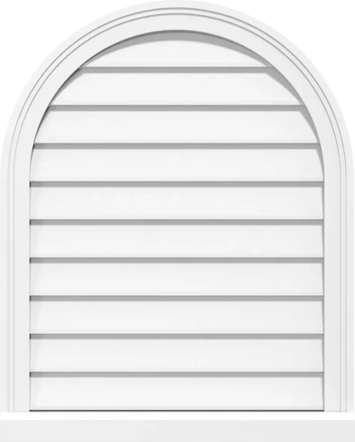 12 x 12 Round Top PVC Gable Vent, Non-Functional, Brickmould Sill Frame - Image 1