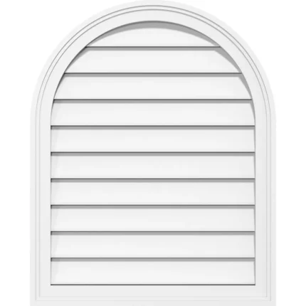 12 x 12 Round Top Surface Mount PVC Gable Vent, Functional, Brickmould Frame
