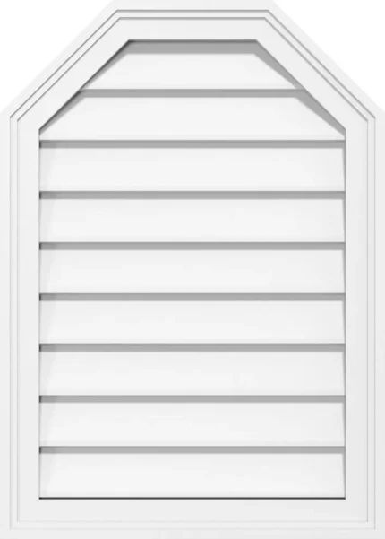 12 x 16 Octagonal Top PVC Gable Vent, Non-Functional, Brickmould Frame
