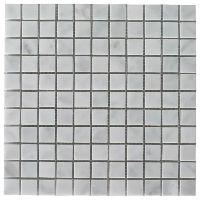 12"x12" Bianco Carrara Marble Mosaic Honed Squares - Image 1
