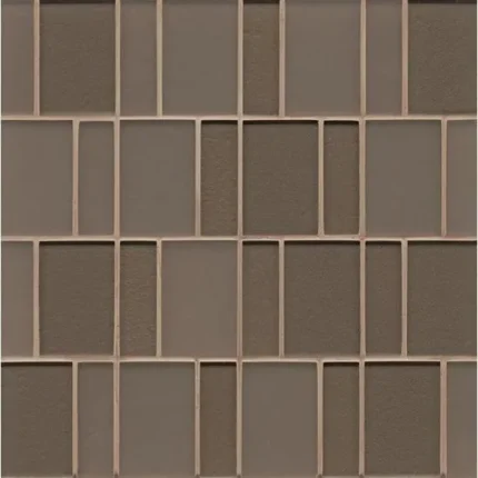 12"x12" Manhattan Gloss/Matte Glass Brick Pattern Mosaic, Ash