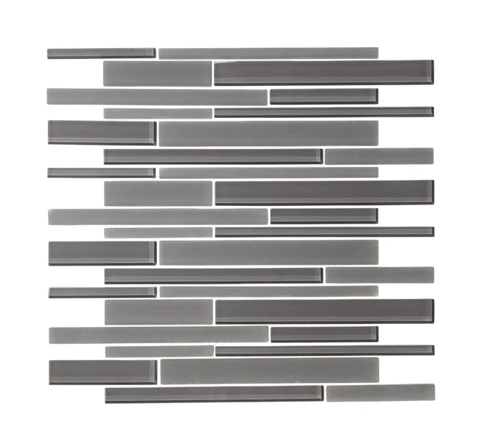 12"x12" Taupe Gray Glass Strip Mosaic - Image 1
