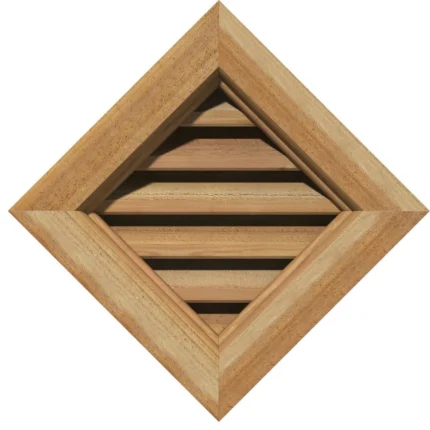 12x12 Diamond Wood Gable Vent: Functional, Brick Mould Face Frame