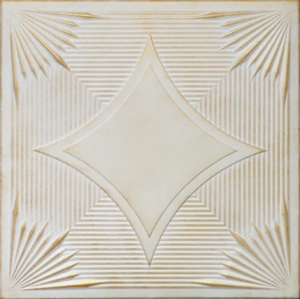 19.6"x19.6" Styrofoam Glue Up Ceiling Tiles R14 White Satin Washed Gold