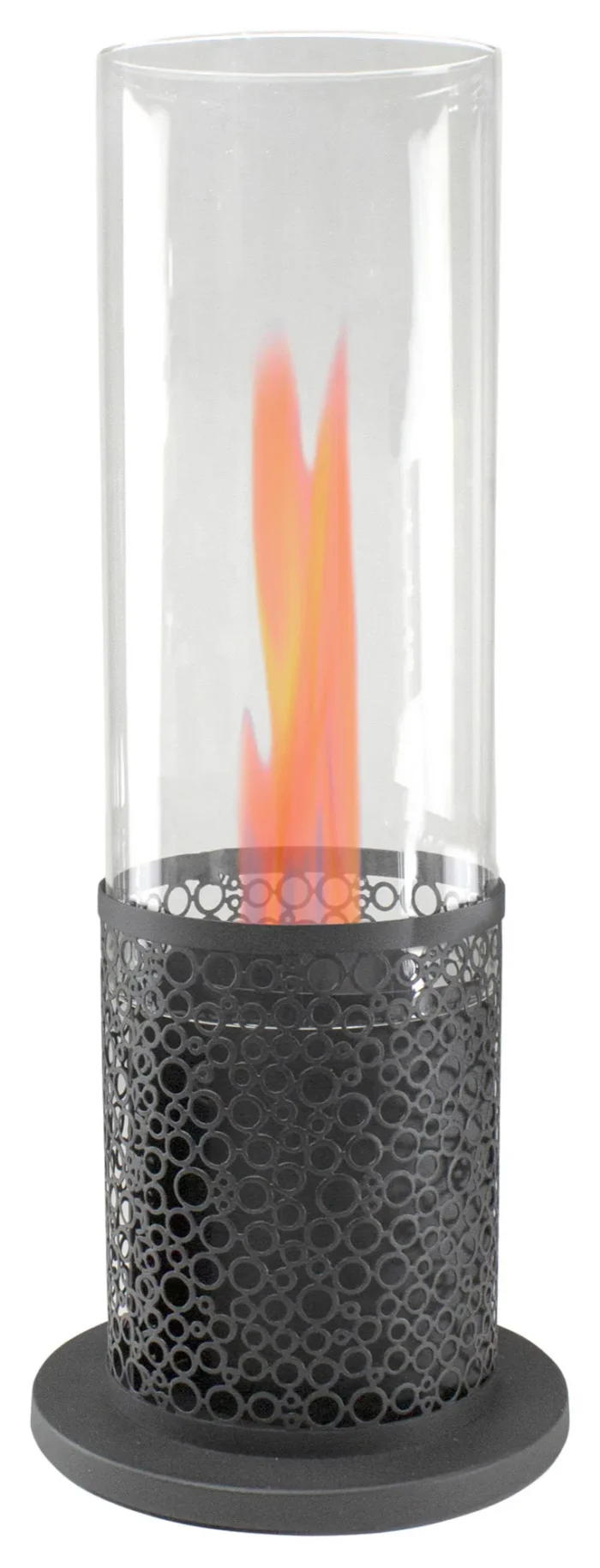 19.75" Bio Ethanol Round Portable Tabletop Fireplace with Black Decorative Base - Image 1