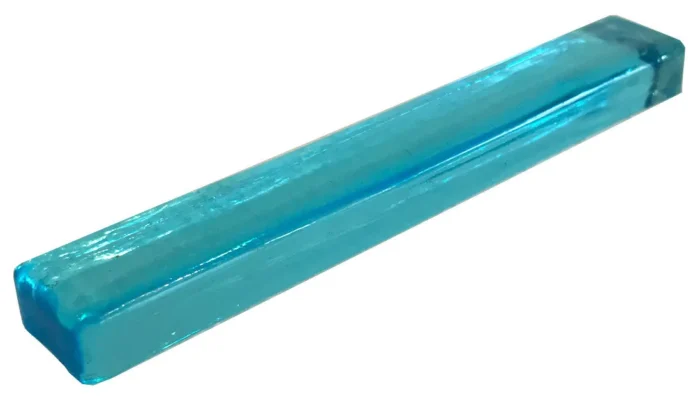 1x6 Flat Bar Hand Poured Glass Tile, Aqua - Image 1