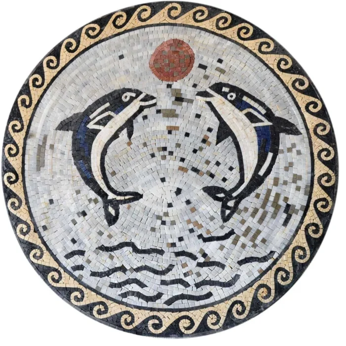 2 Dolphins Medallion, 24"x24" - Image 1