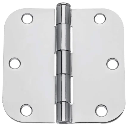 [2-PACK] 3-1/2" Door Hinges, 5/8" Radius, Polished Chrome