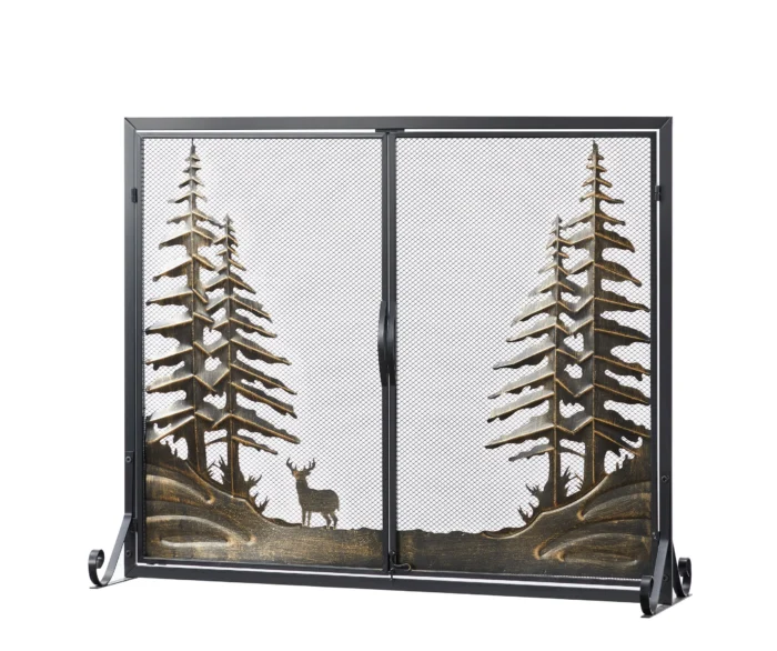 2 Panel Iron Fireplace Screen - Image 1