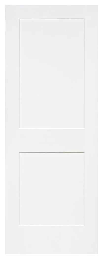 2-Panel Kimberly Bay Door, Interior Slab Shaker, White, 1.375"x24"x80"
