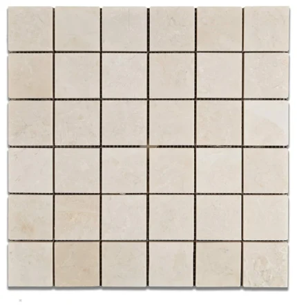2 X 2 White Pearl / Botticino Marble Polished Mosaic Tile