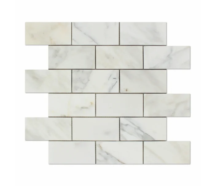2 X 4 Calacatta Gold Marble Polished Brick Mosaic Tile - Image 1