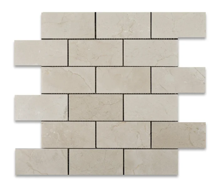 2 X 4 Crema Marfil Marble Honed Brick Mosaic Tile - Image 1