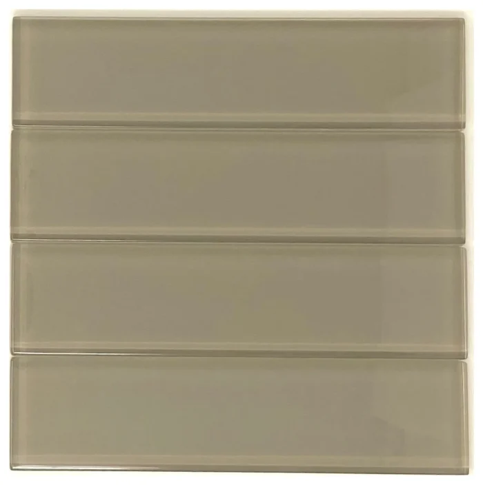 2" x 8" Taupe Glass Subway Tile - Rainbow Series - Image 1