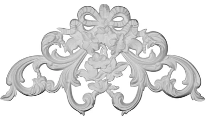 22 1/8"Wx12"Hx1 1/8"P Rose & Ribbon Center Onlay, 4-Pack
