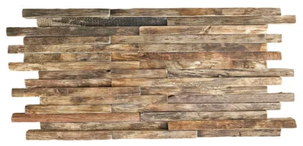 23 3/4"Wx11 7/8"Hx3/4"P Stacked Boat Wood Mosaic Wall Tile, Natural Finish