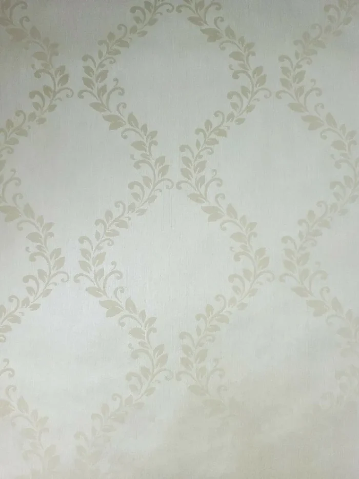 305029 Cream Floral Wave Flock Wallpaper, 8.5" X 11" Sample - Image 1