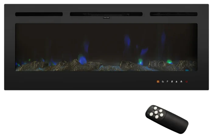 36''/50'' Electric Fireplace Wall/Recess Mount Heater multi Flame LED Screen, Bl - Image 1