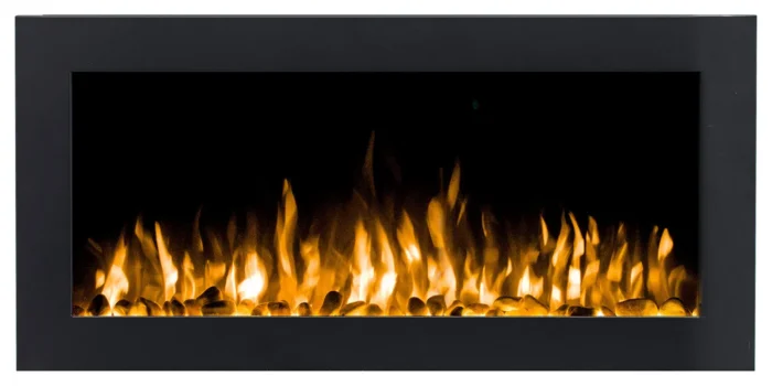 36 inch Black Recessed Electric Fireplace with Pebbles - INTU 36" | Ignis - Image 1