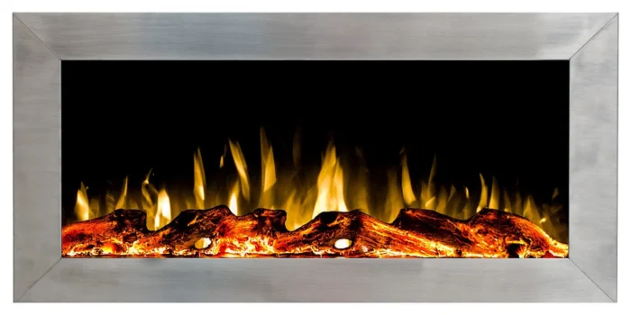 36" Stainless Steel Recessed Electric Fireplace with Logs - INTU 36" | Ignis - Image 1