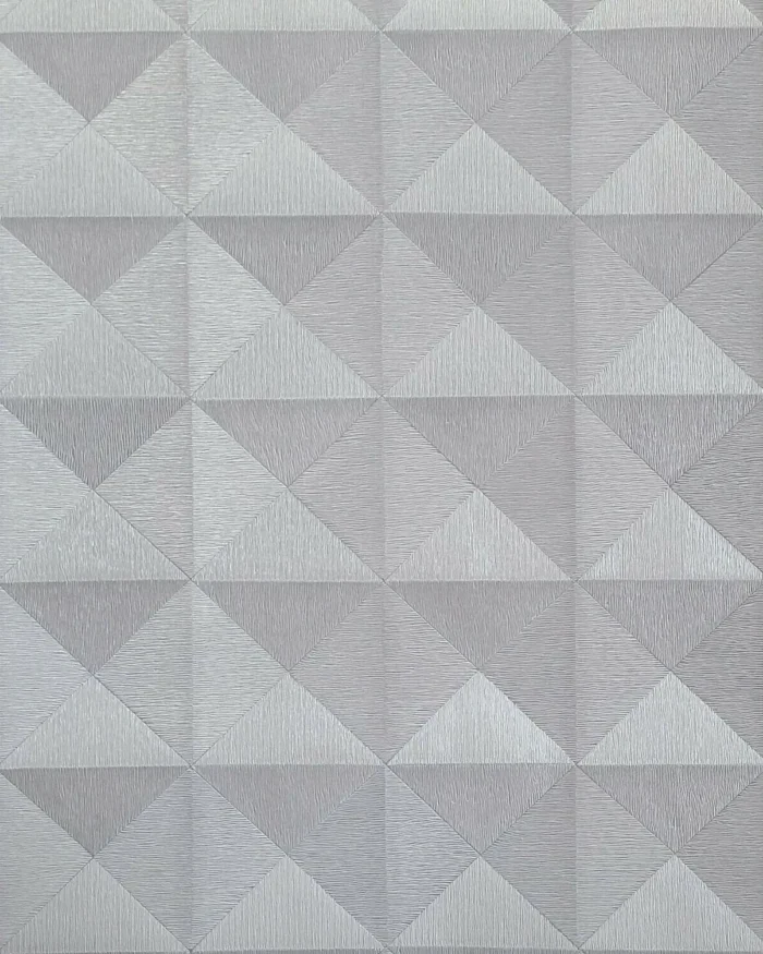 3D gray silver metallic geometric pyramid triangle Wallpaper, 21 Inc X 33 Ft Rol - Image 1