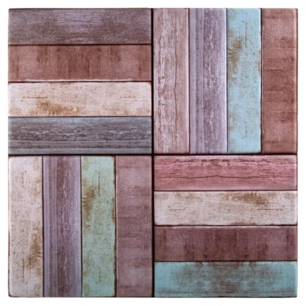 3D Parquet Peel & Stick Wall Tiles, 11.8"x11.8", Multicolor, 6 Pieces