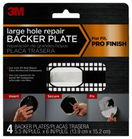 3M RP6IN-4PK Hole Repair Backer Plates, Large