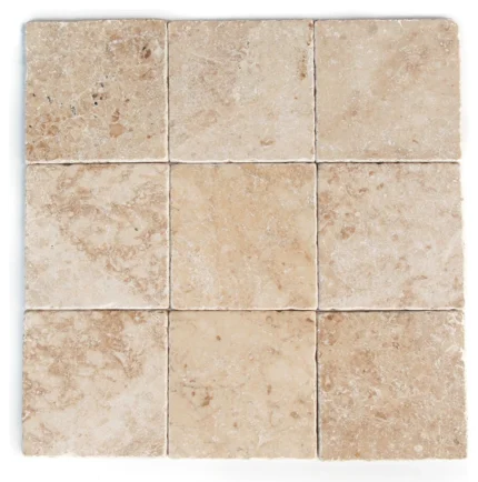 4 X 4 Cappuccino Marble Tumbled Field Tile