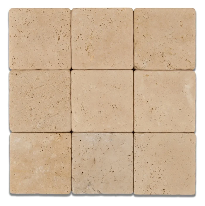 4 X 4 Ivory Travertine Tumbled Field Tile - Image 1